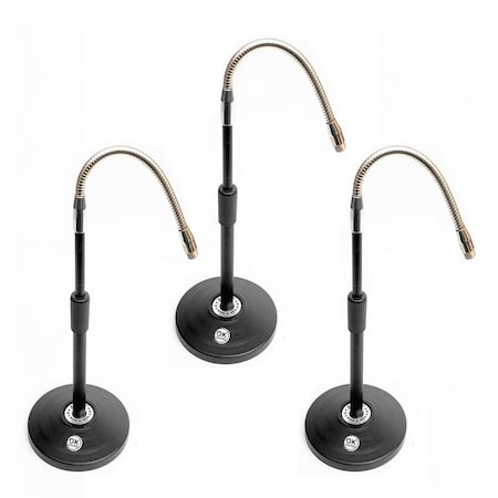 5 Core 3 Pcs Adjustable Microphone Stand Chrome Round Base Tabletop DESKTOP , Foldable MS RBS CH IN 3PK